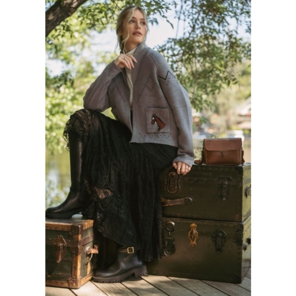 Women's Gray Horse Pattern Cardigan - Picture 8 of 10